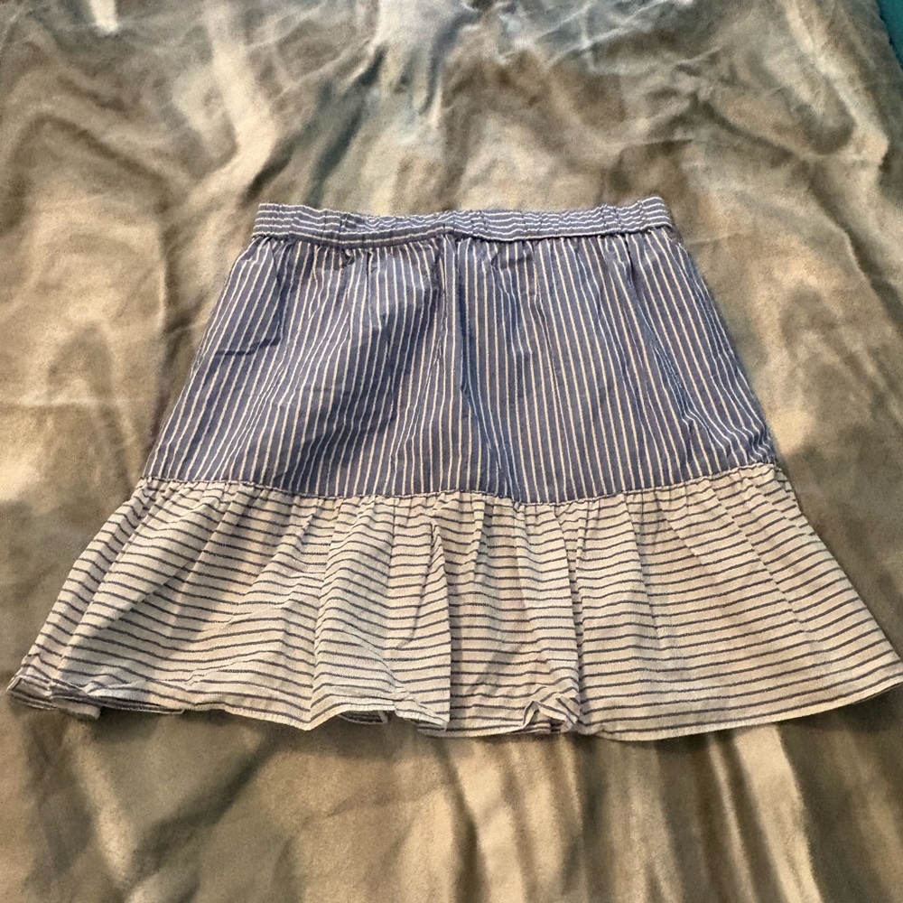 LOFT Blue and White Striped Mini Skirt